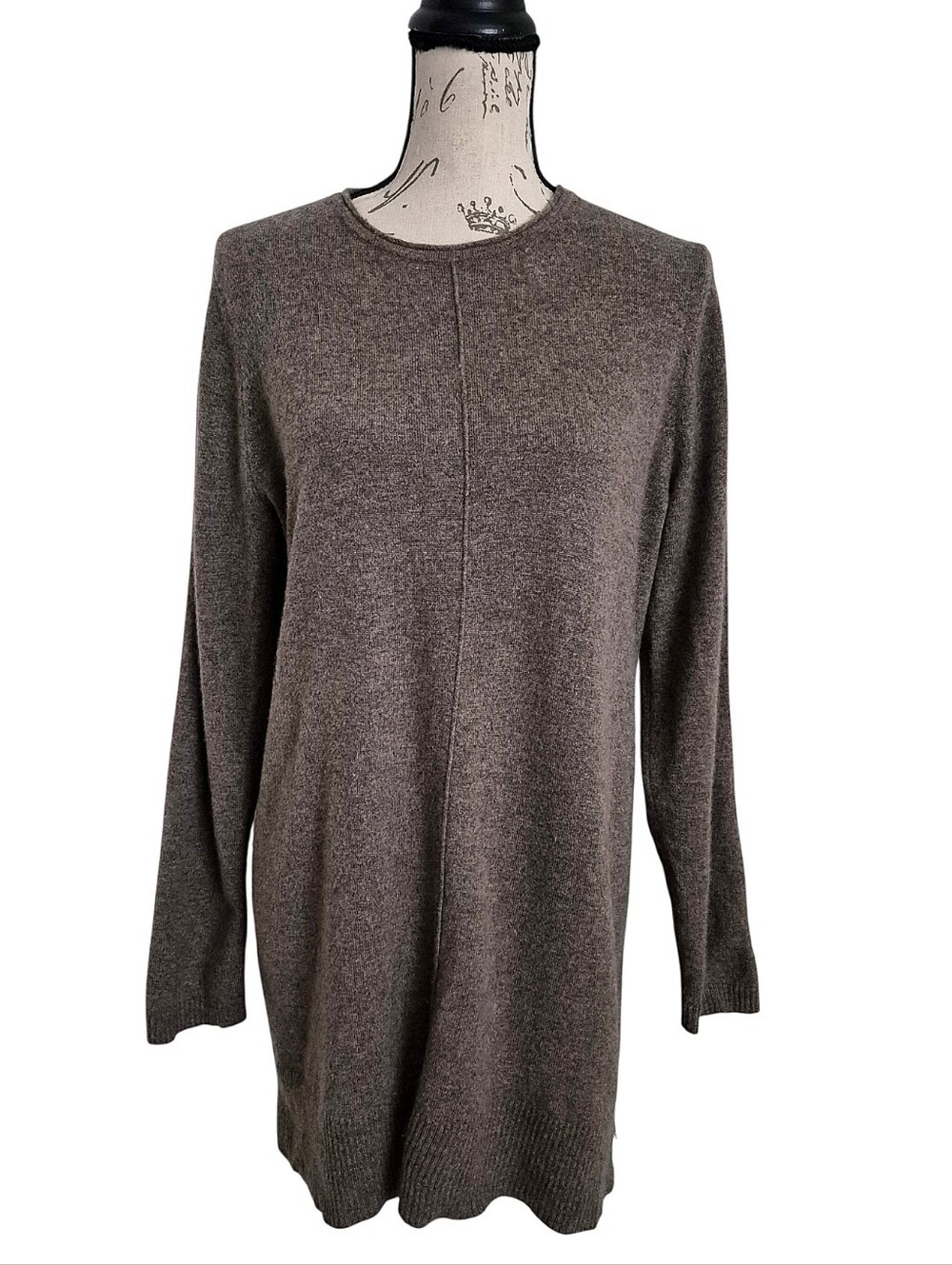 J. Jill 100% Cashmere Long Tunic Sweater M Brown Cozy quiet luxury Old money